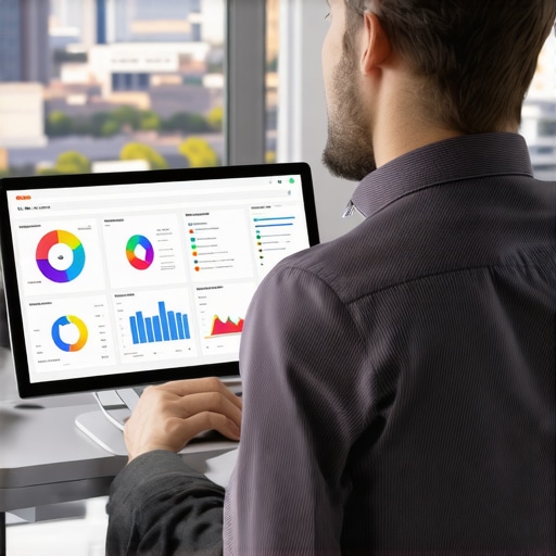 Expert analyzing local SEO metrics with Gilbert cityscape