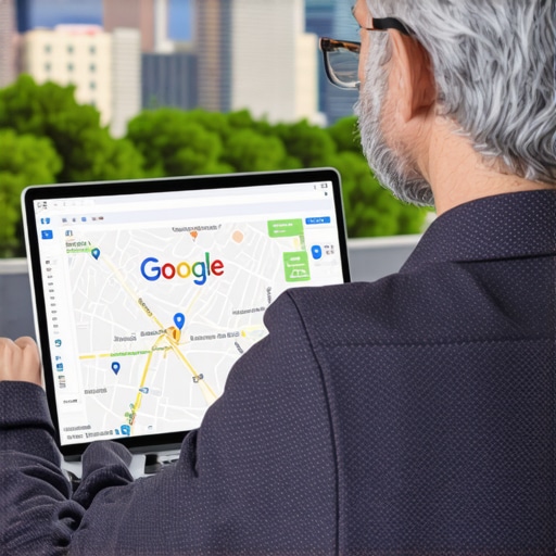 Gilbert Business Owner Optimizing Google Maps A Gilbert business owner reviewing local SEO analytics on a laptop with Gilbert landmarks in the background