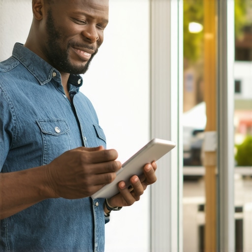 Business owner interacting with customer reviews on a tablet in Gilbert