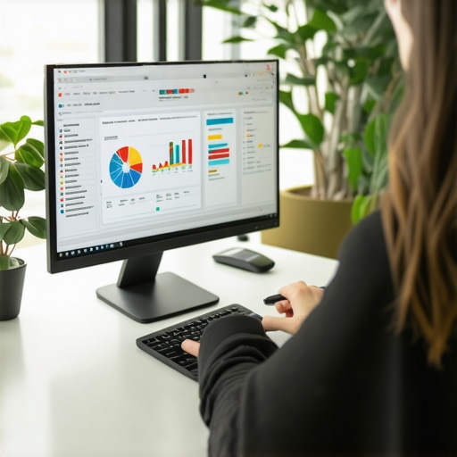 Monitoring Local SEO Performance Person analyzing local SEO metrics on a computer for Google Maps optimization.