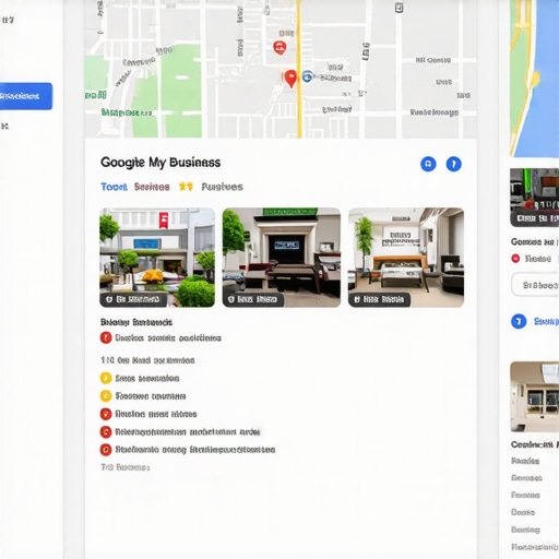 Screenshot of a Google My Business profile showing reviews, photos, and business info.