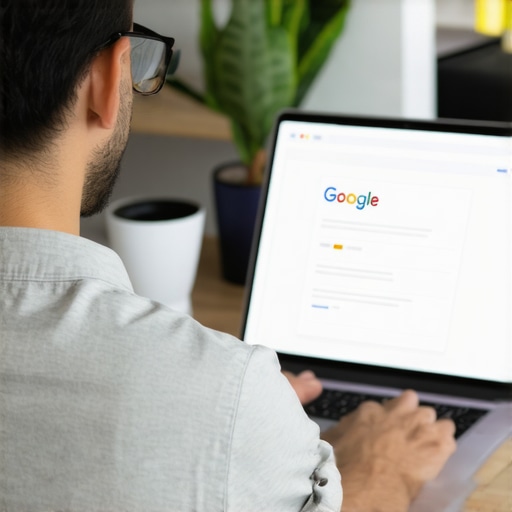 Business owner updating Google My Business profile on a laptop