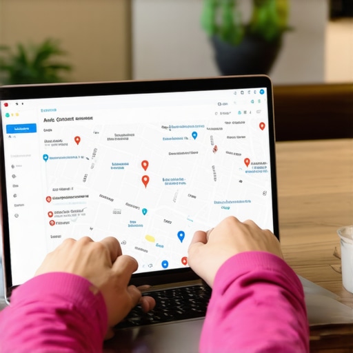 Using SEO Tools for Local Map Maintenance Person managing local SEO tools on a laptop with Gilbert city map