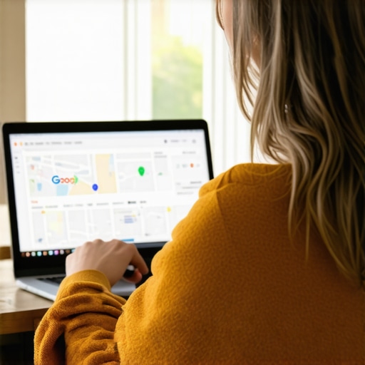 Consultant working on GMB profile with Gilbert city map in background