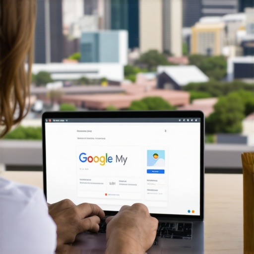 Digital marketers working on Google My Business optimization for Gilbert-based business with city view.