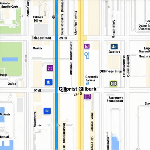 Map of Gilbert displaying local businesses, landmarks, and service areas