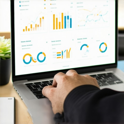 Person analyzing SEO performance on laptop