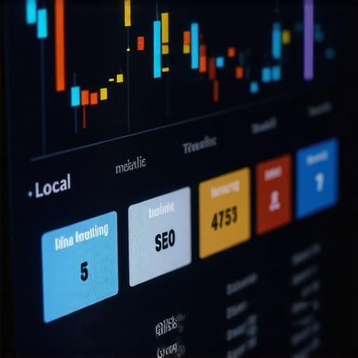Close-up of a computer monitor showing local SEO analytics and performance metrics