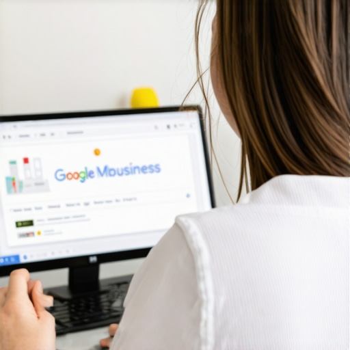 Person updating GMB profile with Gilbert landmarks in background