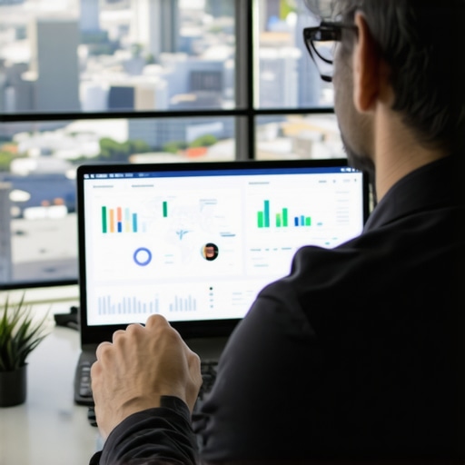 A marketer reviewing local SEO analytics on screens with Gilbert background