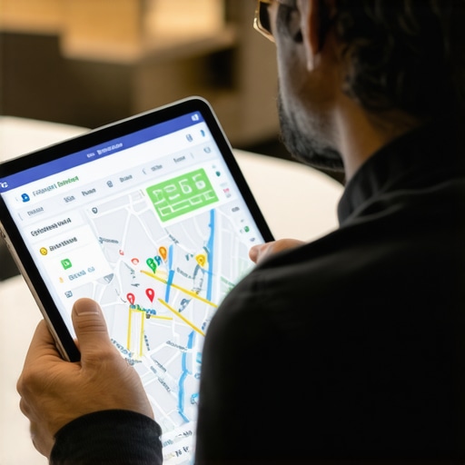 Small business owner in Gilbert reviewing Google Maps analytics on a tablet to improve local SEO