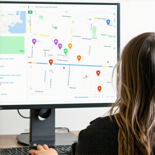 Person reviewing local SEO analytics on screen with Gilbert map.